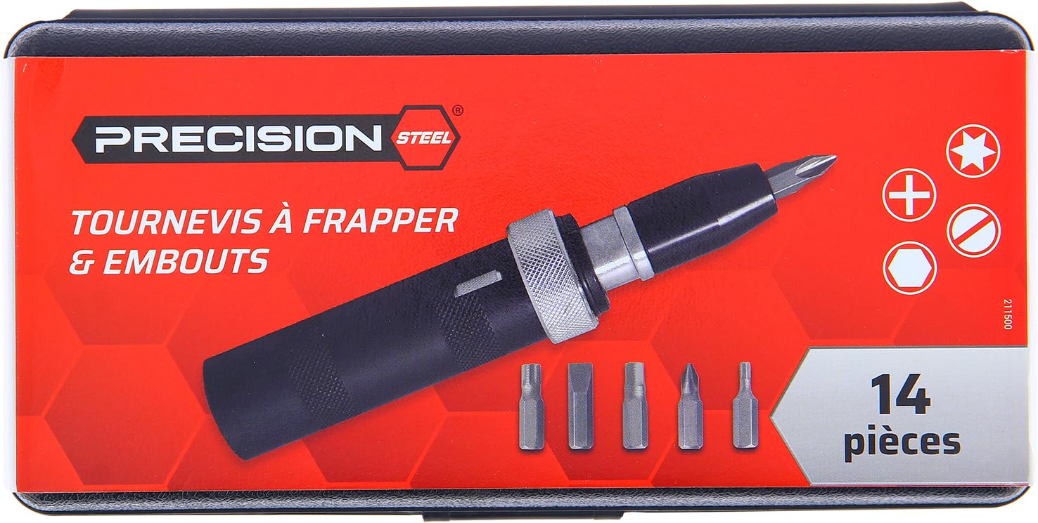 Precision Steel Outillage à main tournevis à frapper 13 embouts