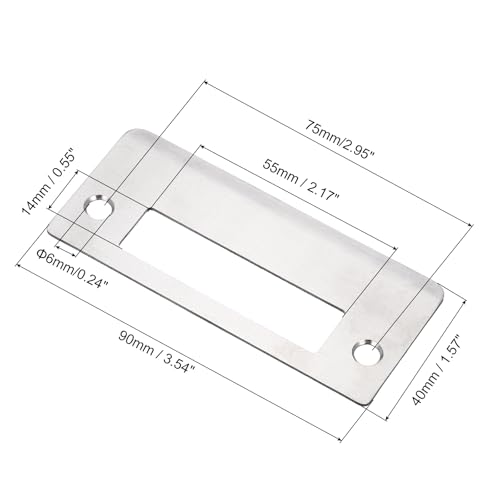 Sourcingmap Home & Garden plaque gâche 90x40 mm inox argent