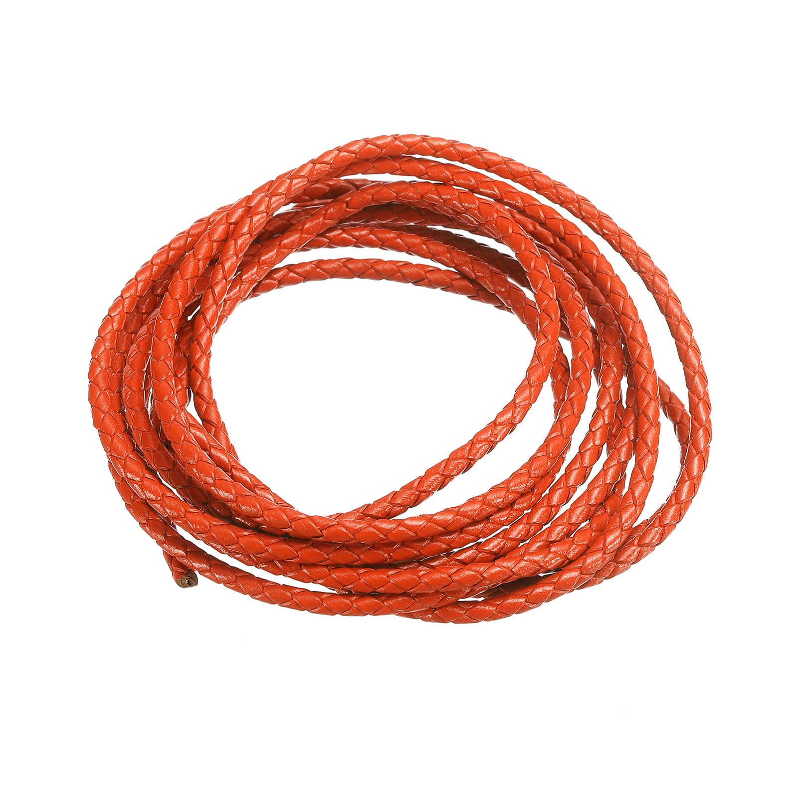 Sourcing Map Corde Cuir Tressé Orange 3mm 2m