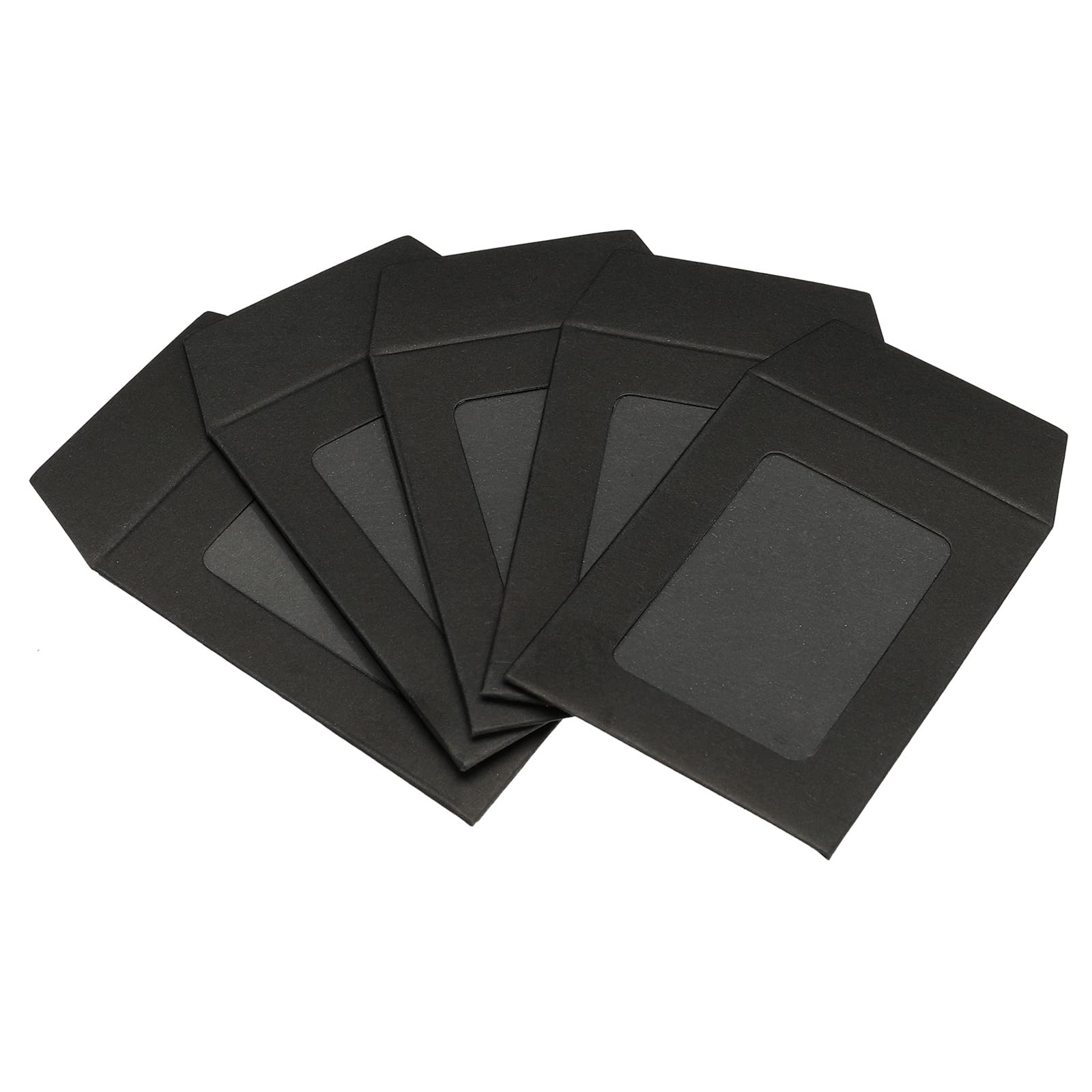 sourcing map enveloppe à fenêtre noire 8x6 cm lot de 10