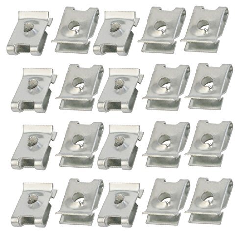 sourcing map Écrou U M4 clips carénage auto 20pcs acier argent