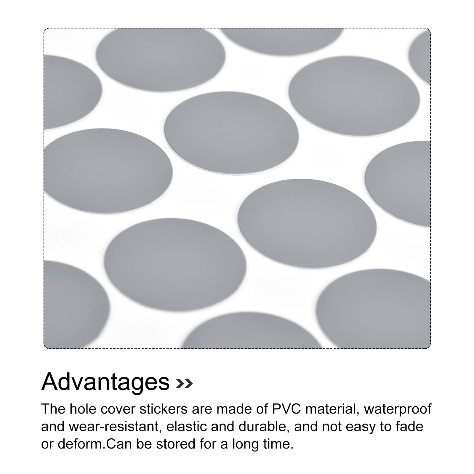 Sourcing Map Cache-vis PVC 12mm gris feuille 140 autocollants