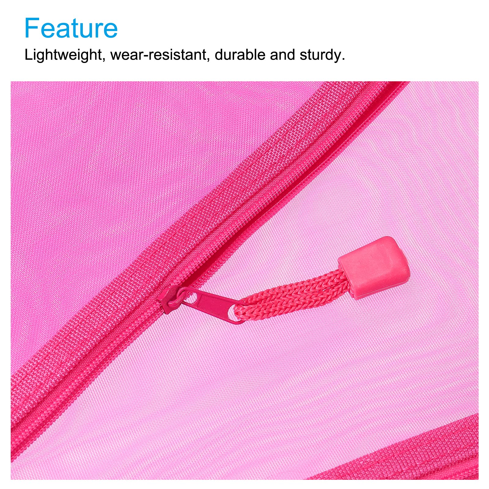 sourcing map A5 pochette zip nylon rose rouge lot 6