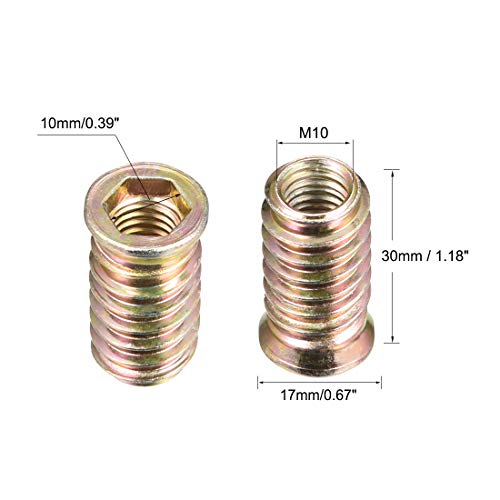 sourcingmap Home Insert Fileté M10x30mm Acier 5pcs