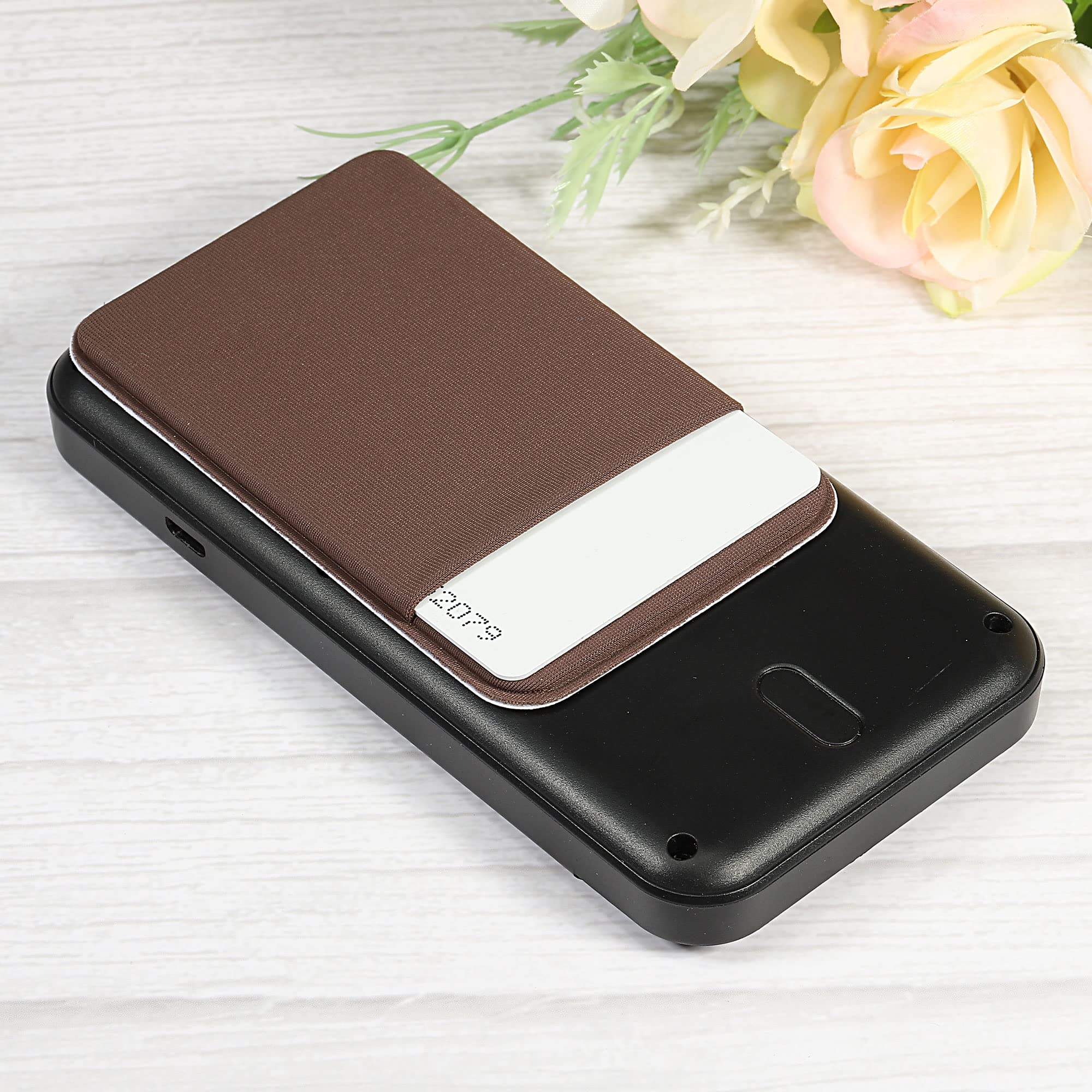 Sourcing Map Porte-Carte Téléphone Spandex 3 Pièces Marron