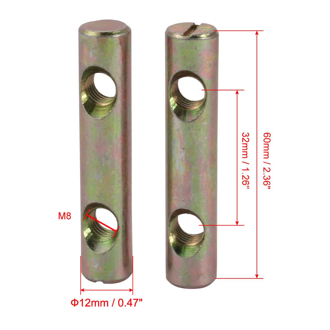 Sourcing Map Home & Garden écrou croisé M8x60mm fer zingué 5pcs