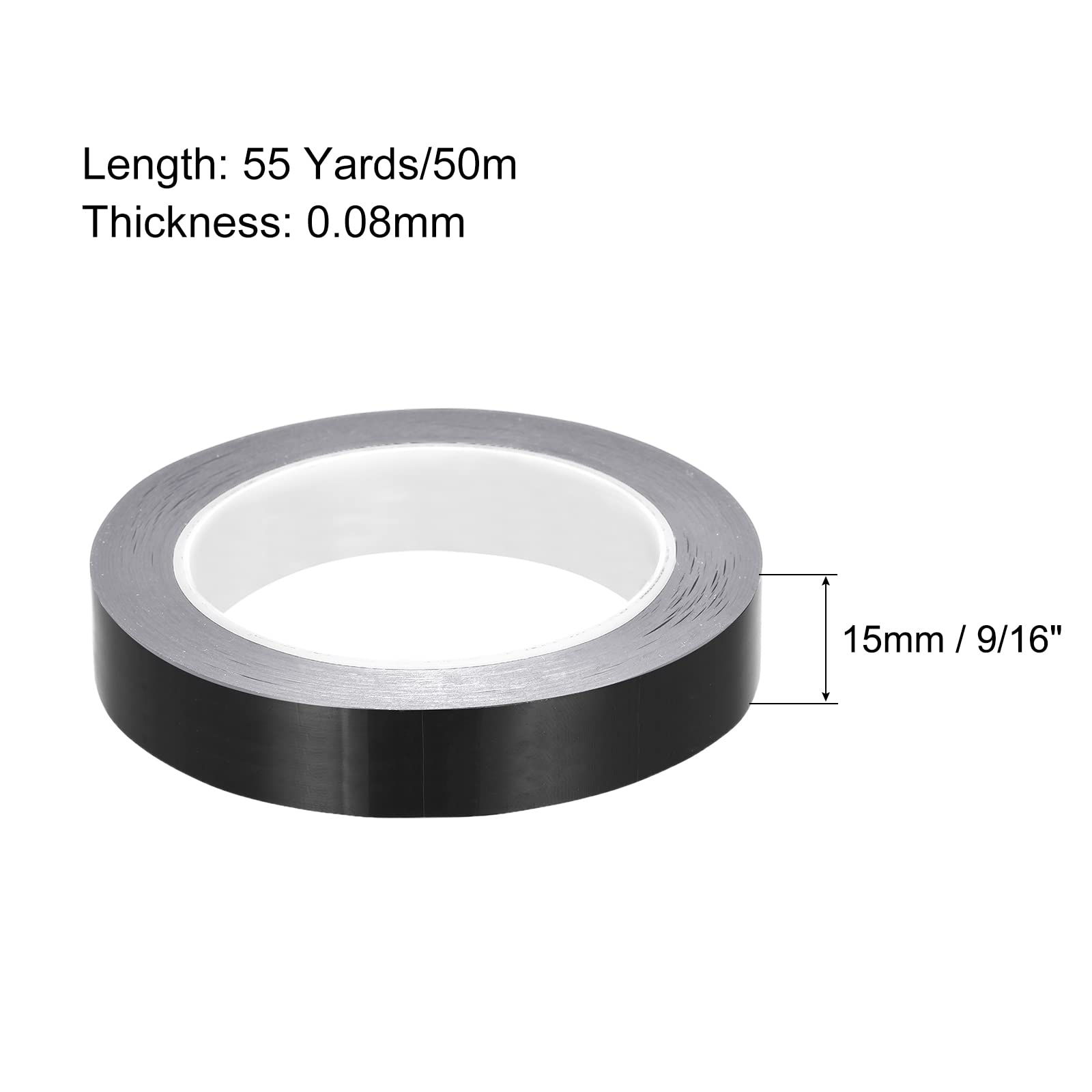 sourcing map Home & Garden ruban adhésif carrelage noir 15mm x 50m