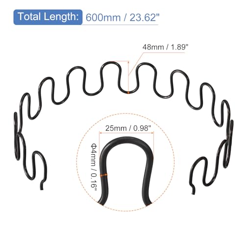 sourcing map Ressort Canapé 600mm Acier Noir Lot 2 + Clips
