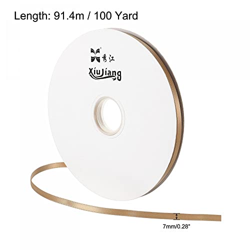 Sourcing Map ruban satin kaki 7mm x 91,4m double face