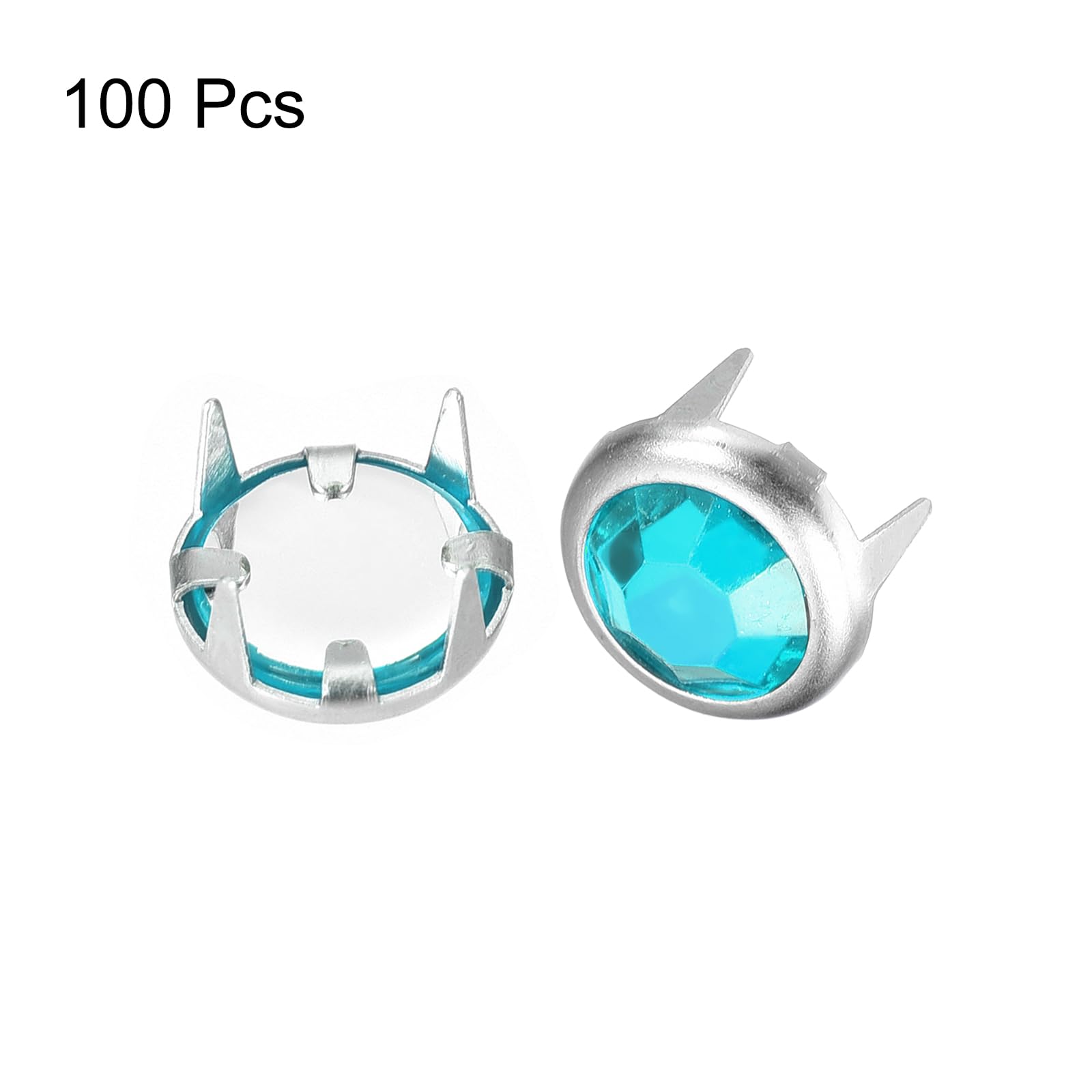 Sourcingmap 100pcs clous strass 6 mm bleu clair verre