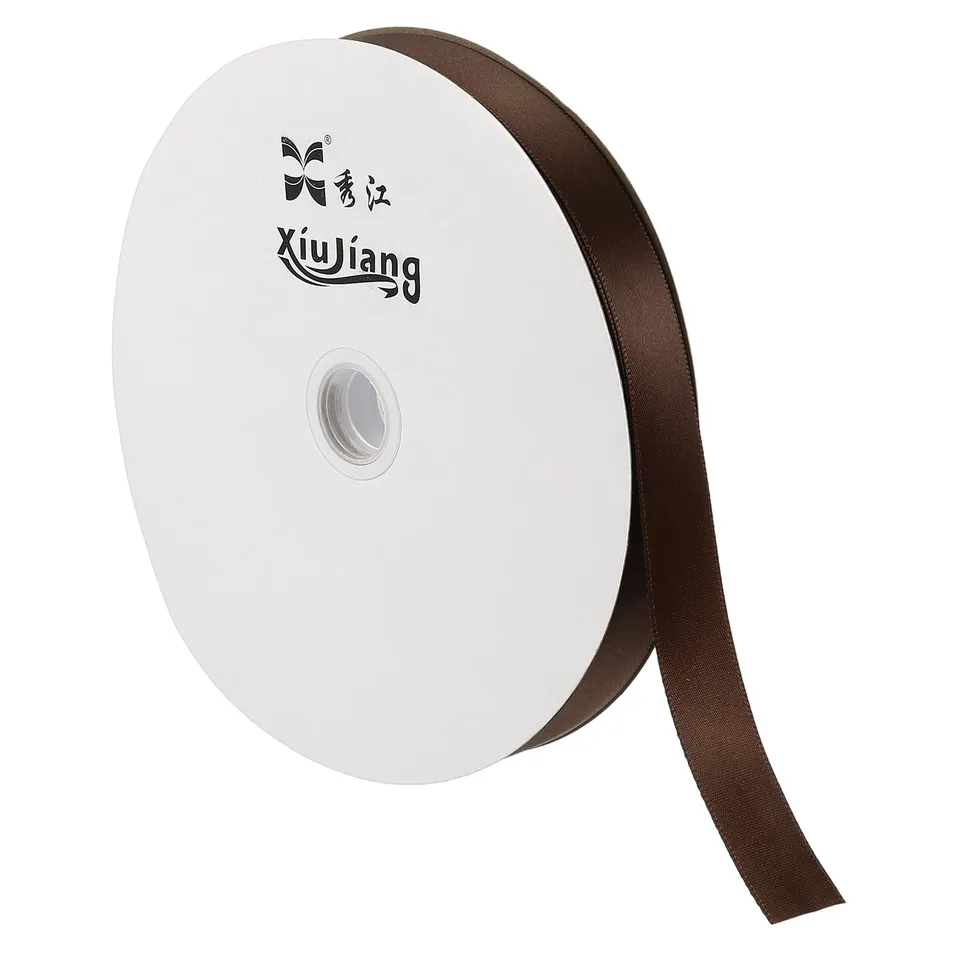 sourcing map ruban satin café 20mm 91,4m double face