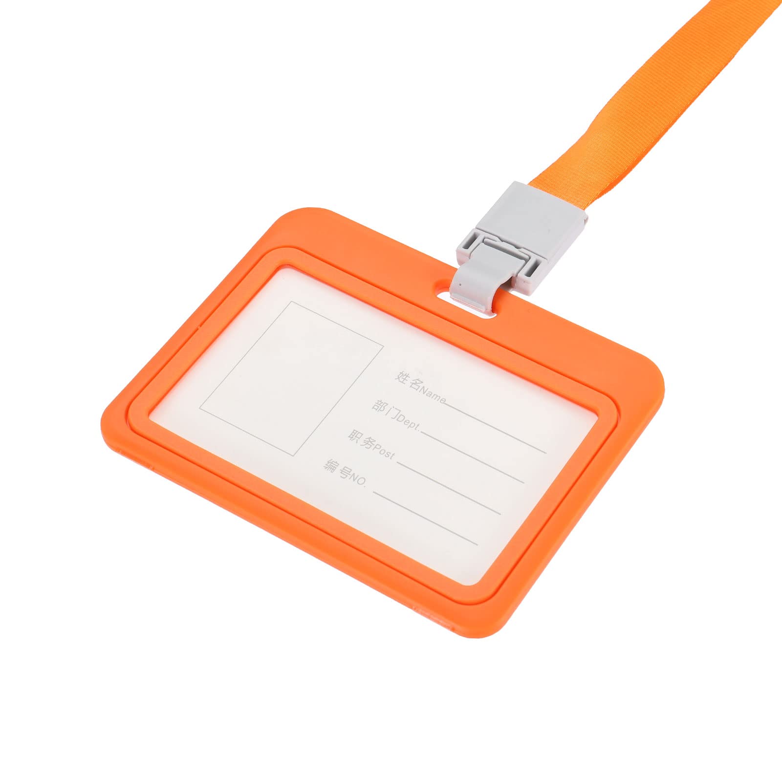 sourcing map porte-badge ABS orange horizontal + cordon