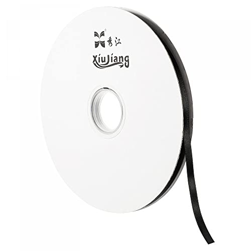sourcingmap Ruban Satin 7mmx91,4m Rouleau Noir Polyester