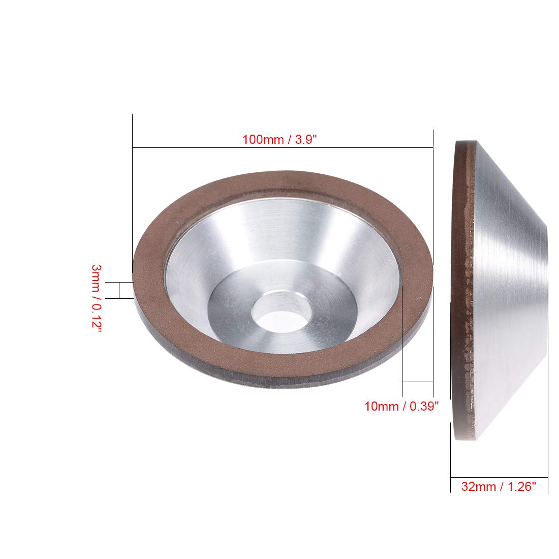 Sourcing Map Meule diamant boisseau 100mm grain 150