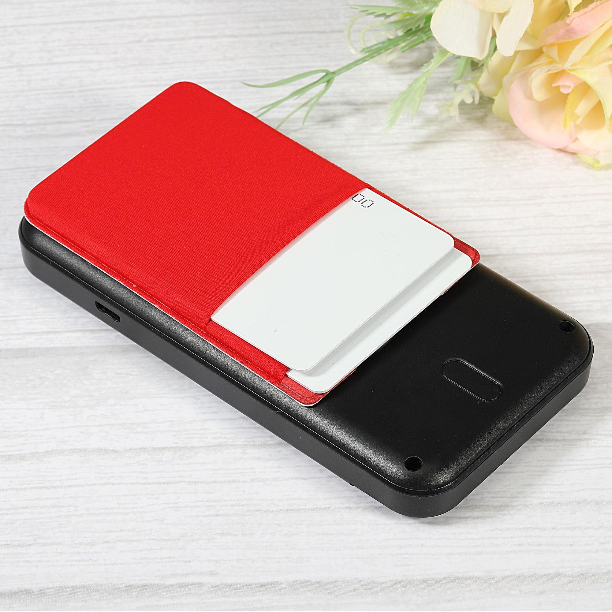 Sourcing Map Porte-Carte Téléphone Spandex 2 Pièces Rouge