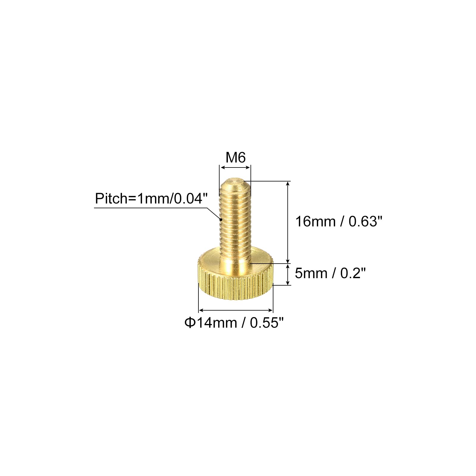 Sourcing Map Home & Garden vis molette M6x16 laiton 5 pcs
