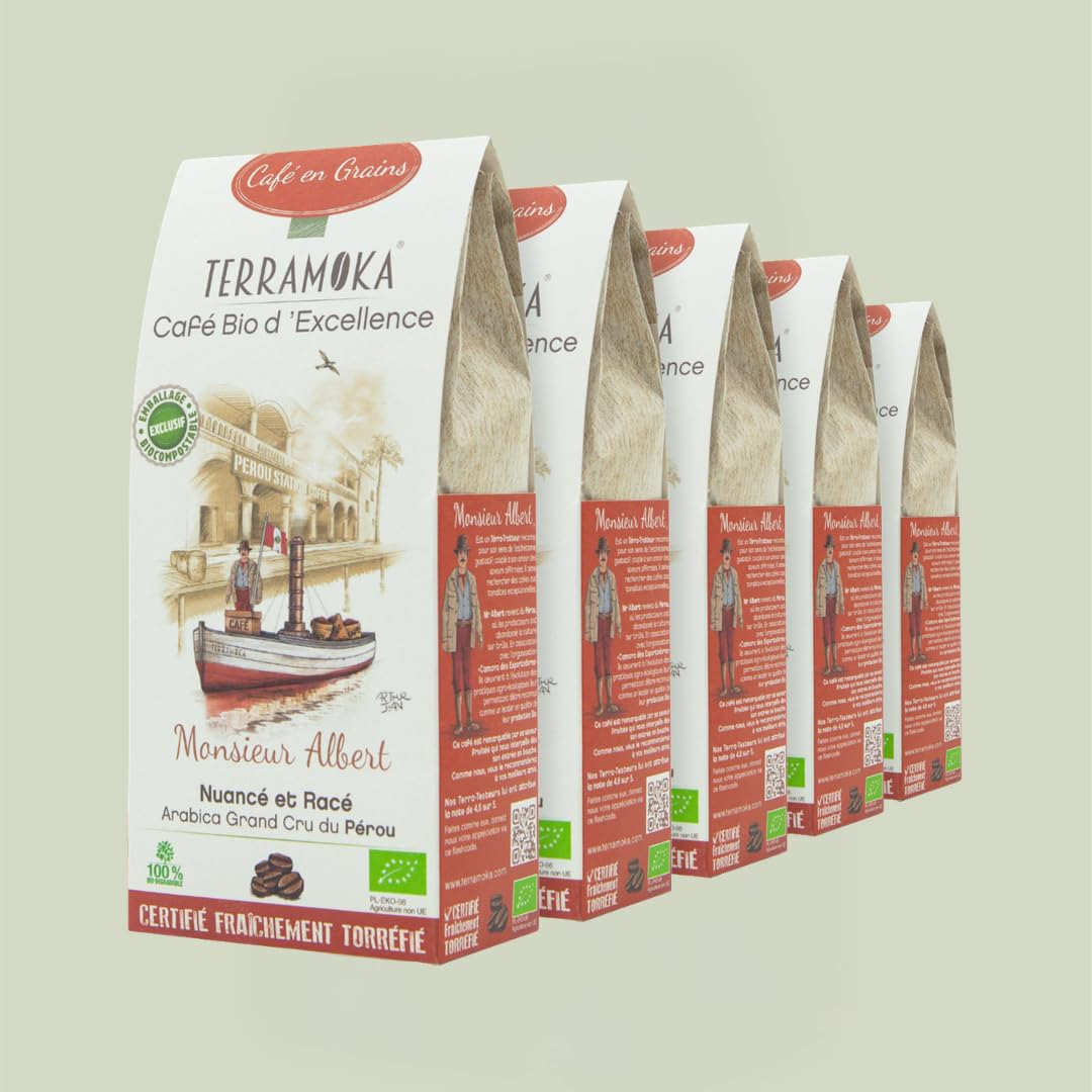 Terramoka Monsieur Albert café en grains bio Pérou 1 kg