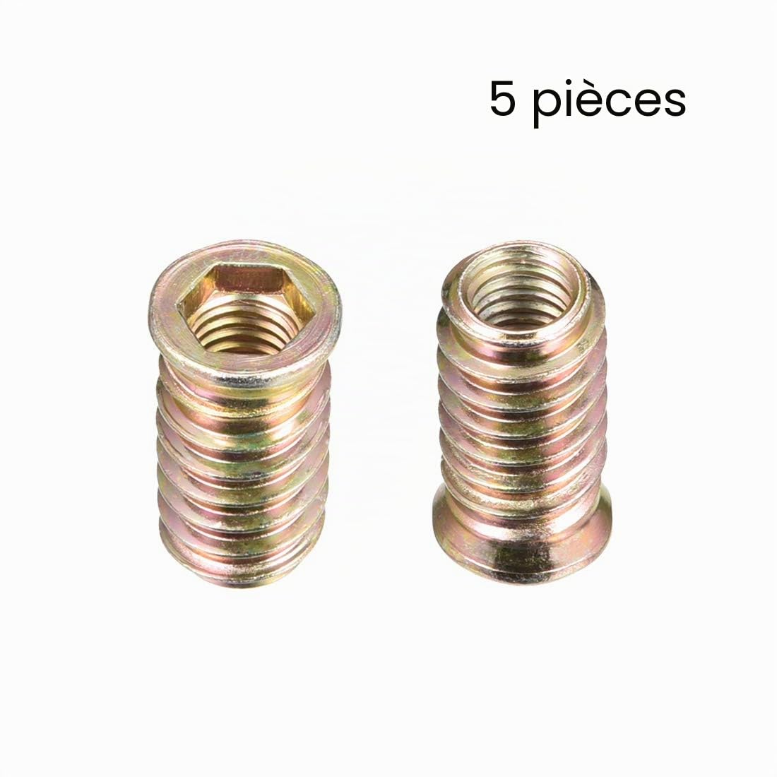 sourcingmap Home Insert Fileté M10x30mm Acier 5pcs