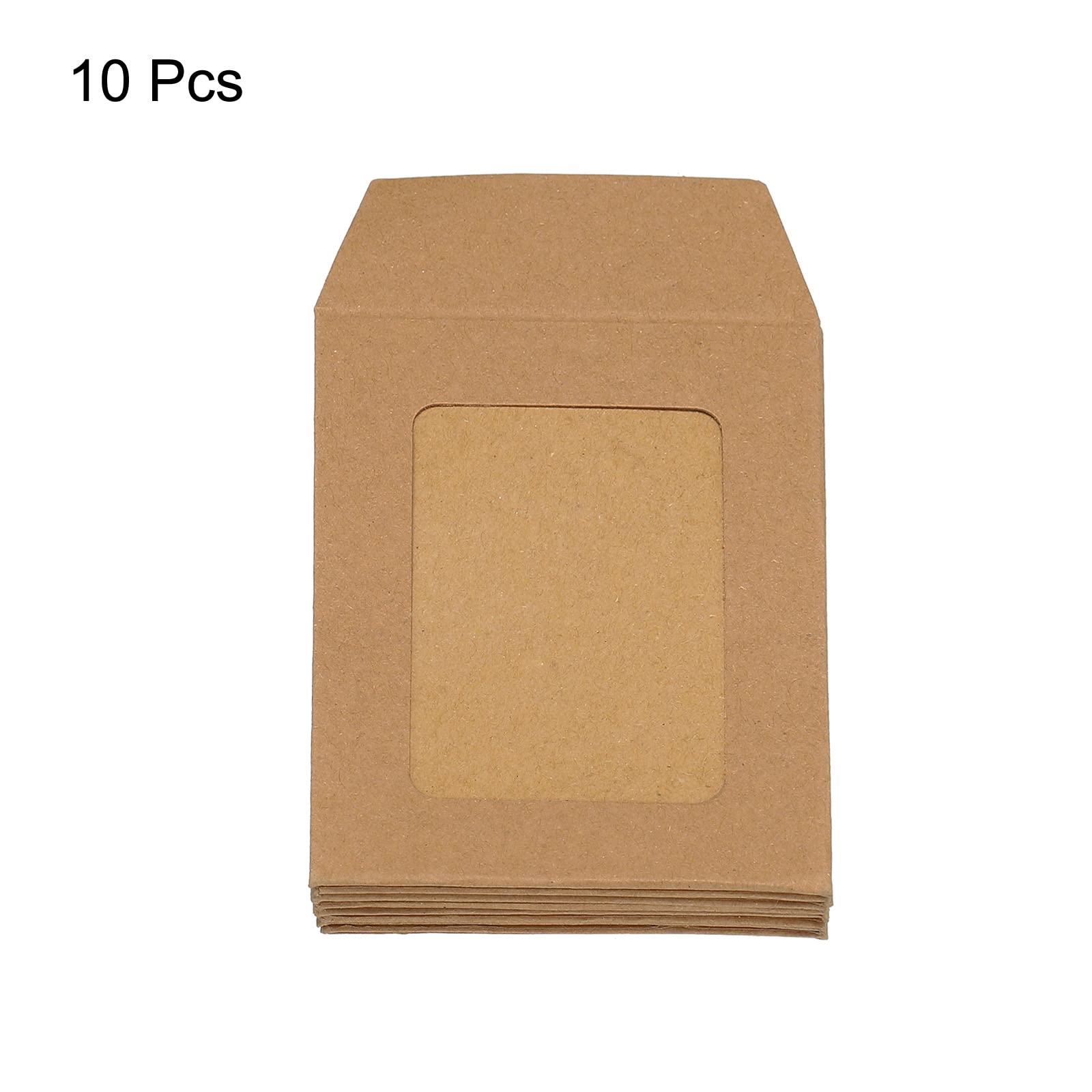 sourcing map enveloppe à fenêtre marron 8x6 cm lot de 10