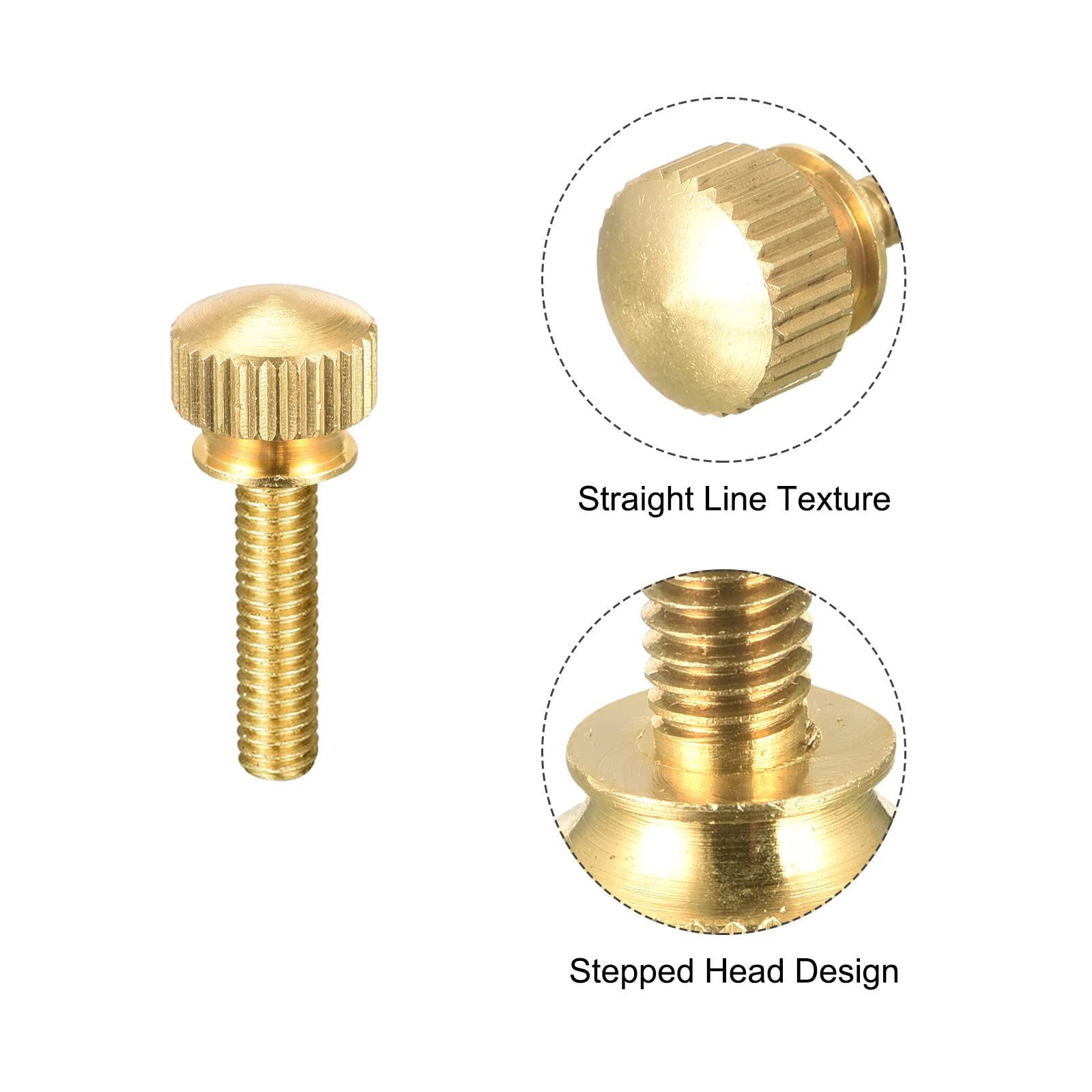 sourcing map Vis Moletée M4x16mm laiton 10pcs tête ronde