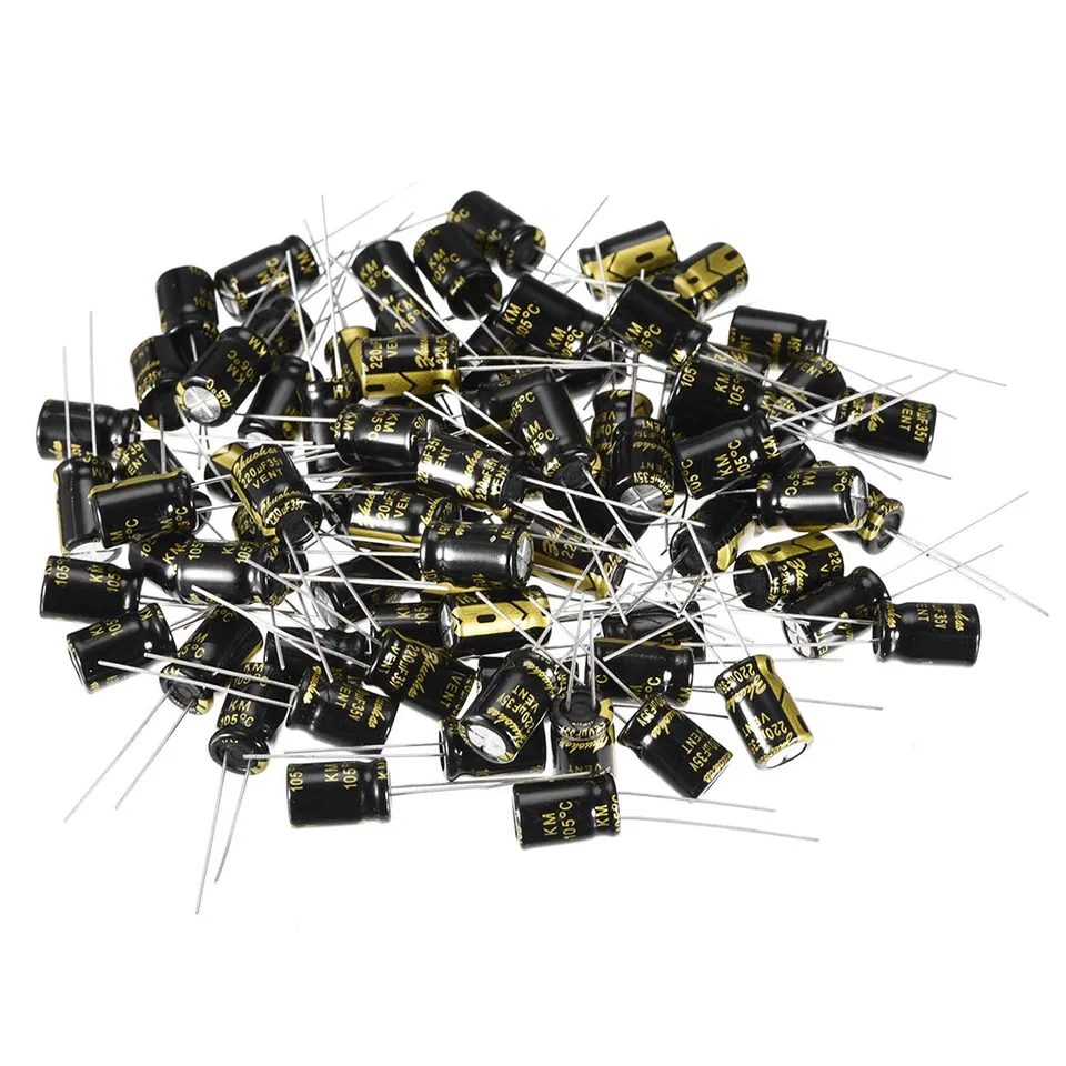 sourcing map Industrial condensateur électrolytique 220uF 35V 80pc