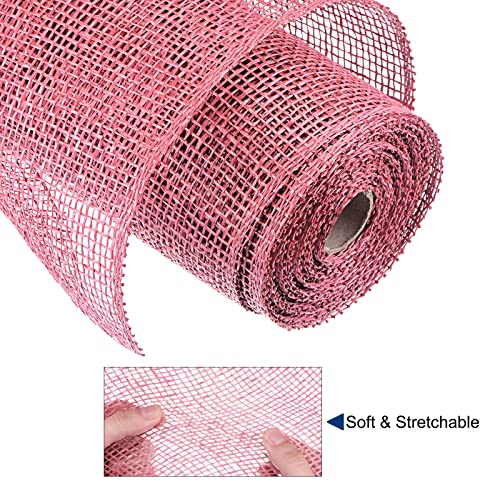 Sourcing Map Toile Jute Ruban Déco Rose 25,4cm x 9m