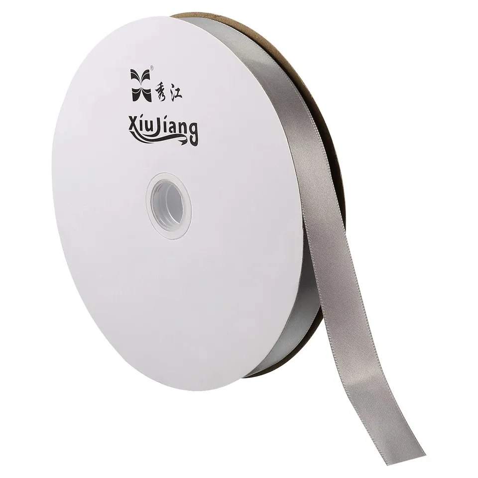 sourcing map Home & Garden Ruban Satin Argenté 20mm x 91,4m