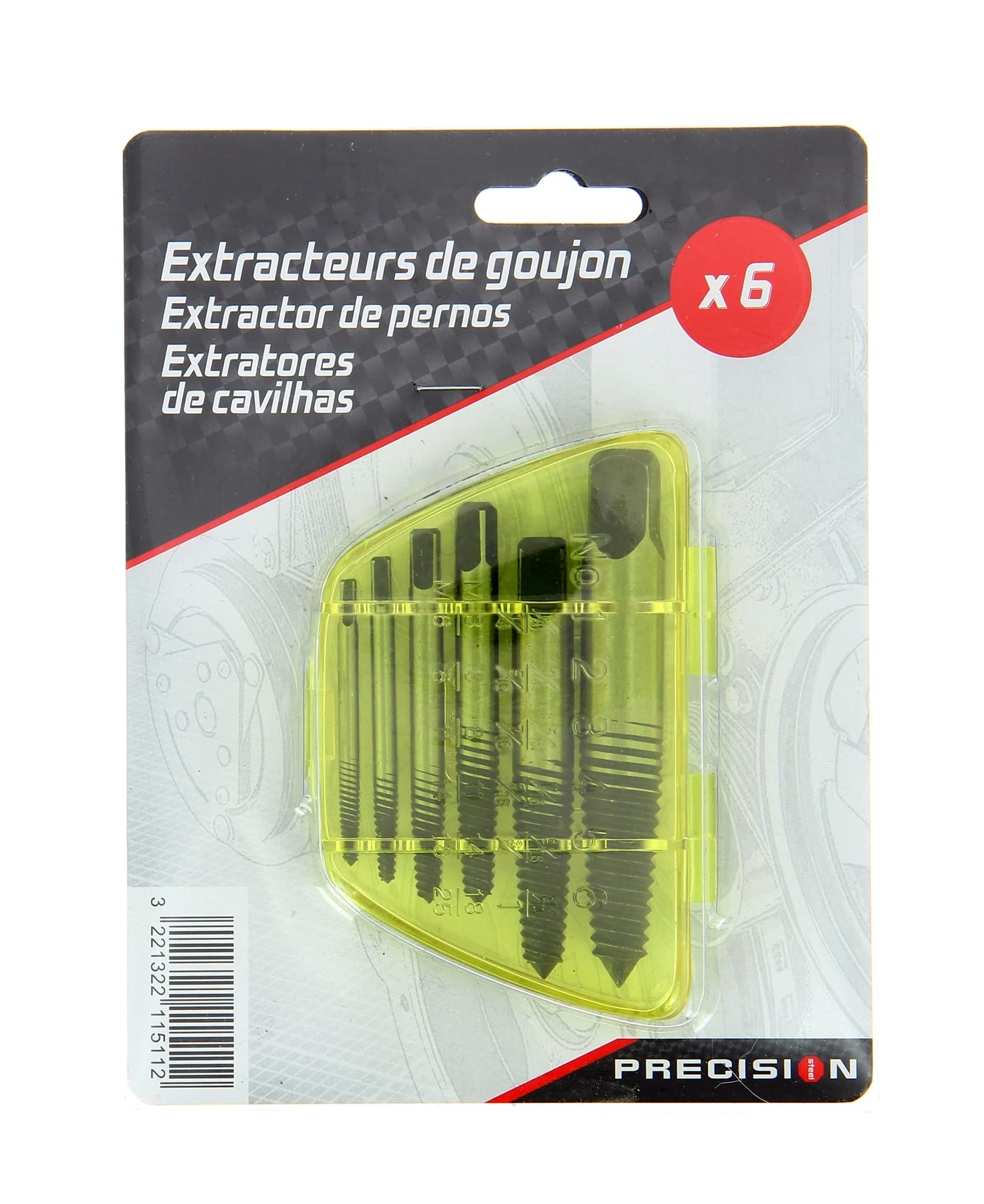 PRECISION STEEL Outillage à main 6 extracteurs vis M3-M25