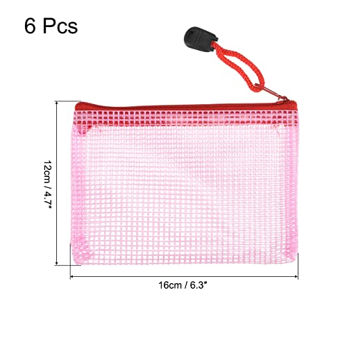 sourcing map Pochette A6 zippée rose lot de 6 PVC