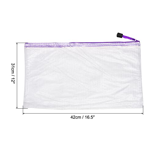 Sourcing Map pochette zip A3 violet mesh lot 12 PVC