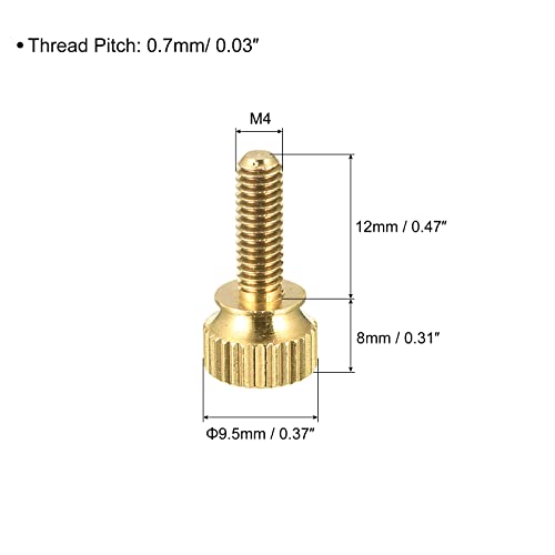 sourcing map M4x12mm vis moletée laiton lot 10