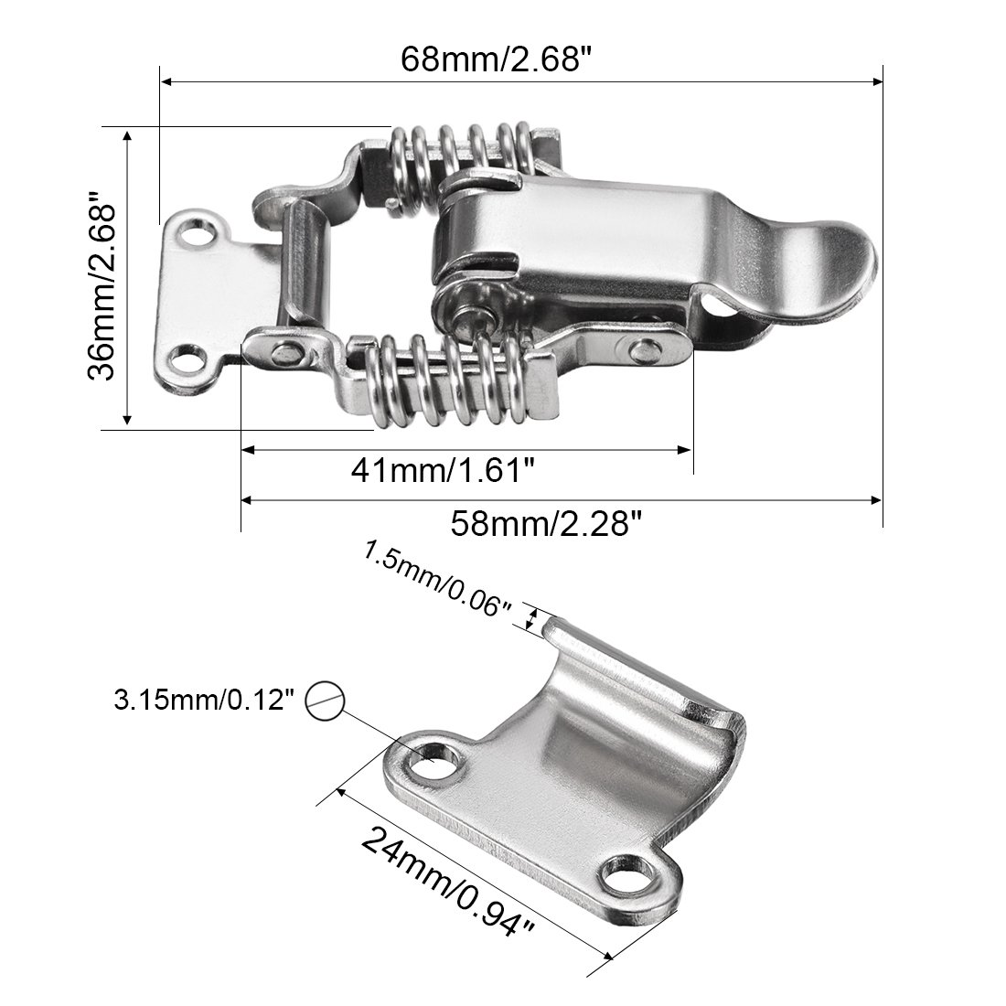 Sourcingmap fermoir à levier inox 68 mm lot 2