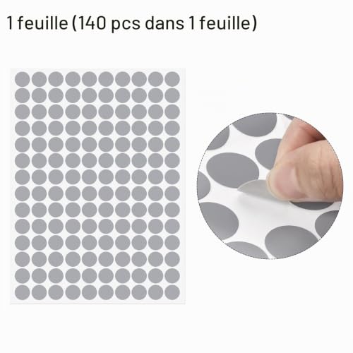 Sourcing Map Cache-vis PVC 12mm gris feuille 140 autocollants