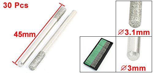 sourcingmap Fraises Diamant 3,1mm cylindrique lot 30 avec étui