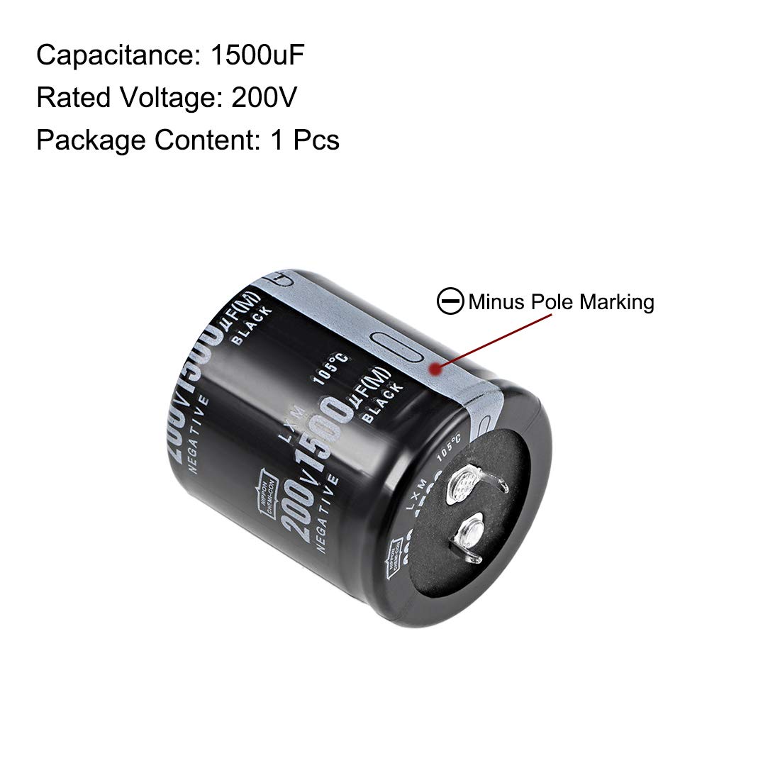 sourcing map 1500uF 200V condensateur aluminium 1 pièce 105°C
