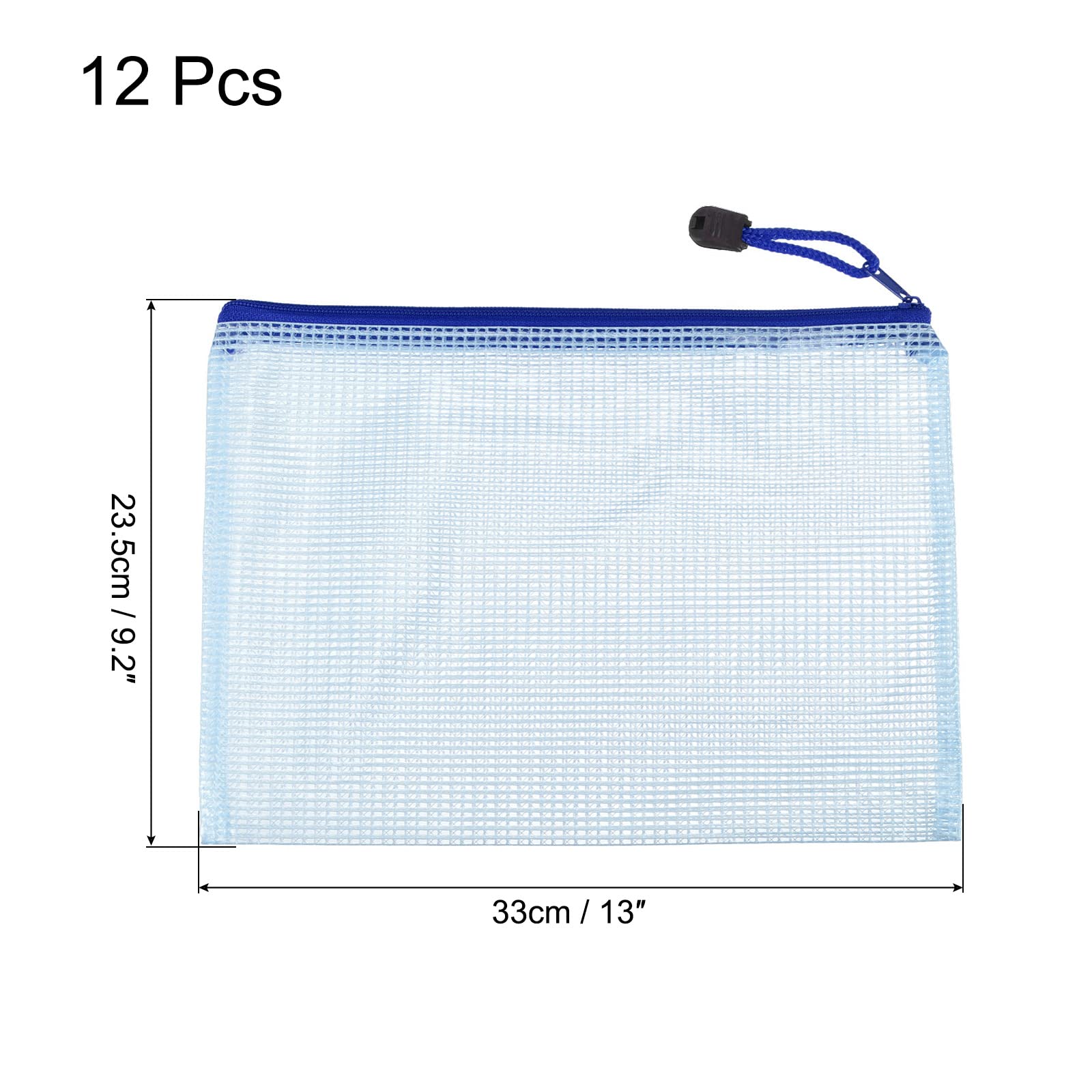 sourcing map Pochette A4 zippée bleue lot de 12 PVC