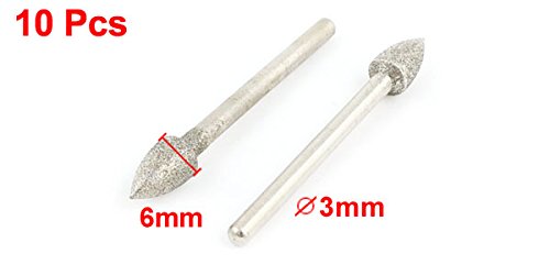 sourcing map pointe montée diamant conique 3x6 mm lot 10