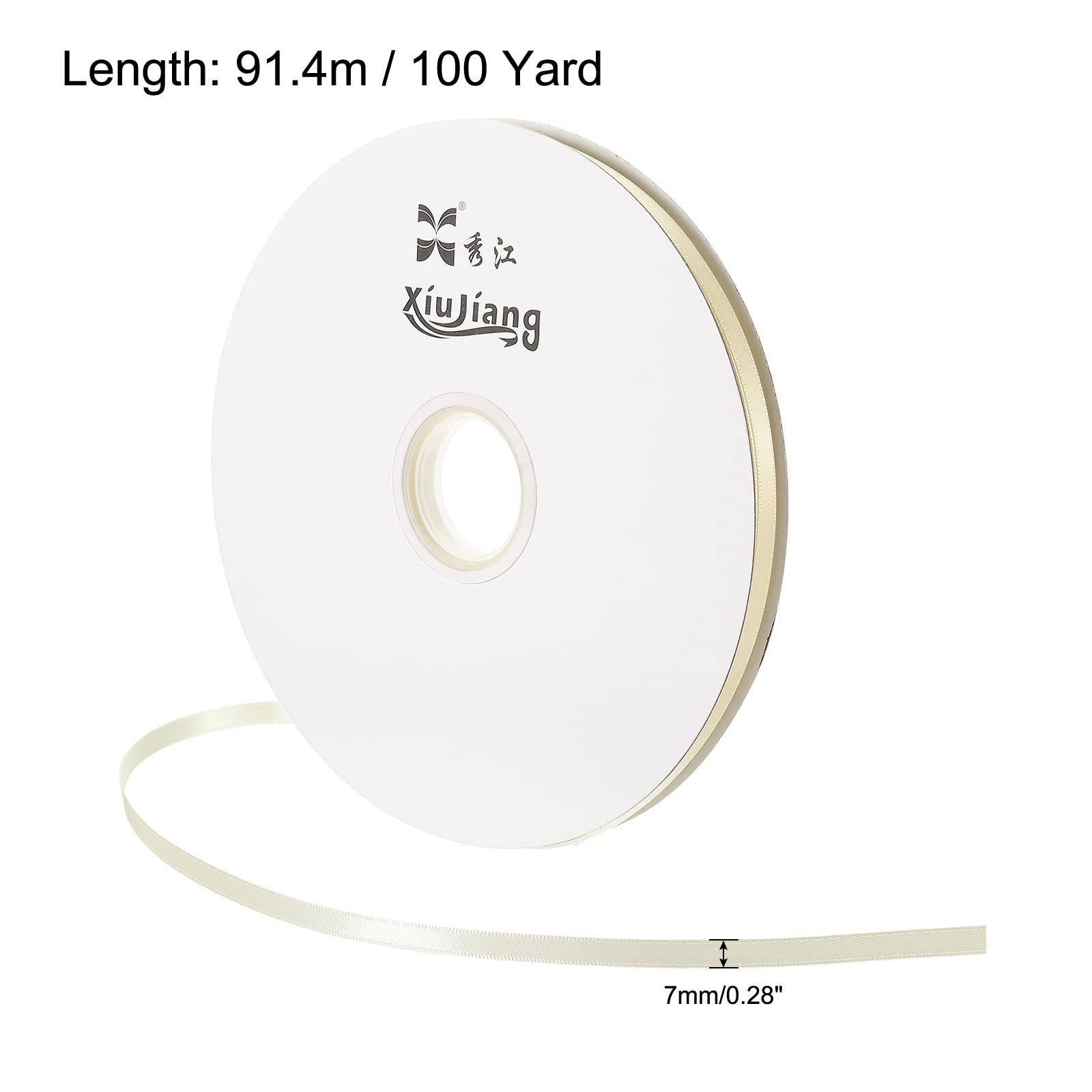 Sourcing Map ruban satin blanc bougie 7mm x 91,4m