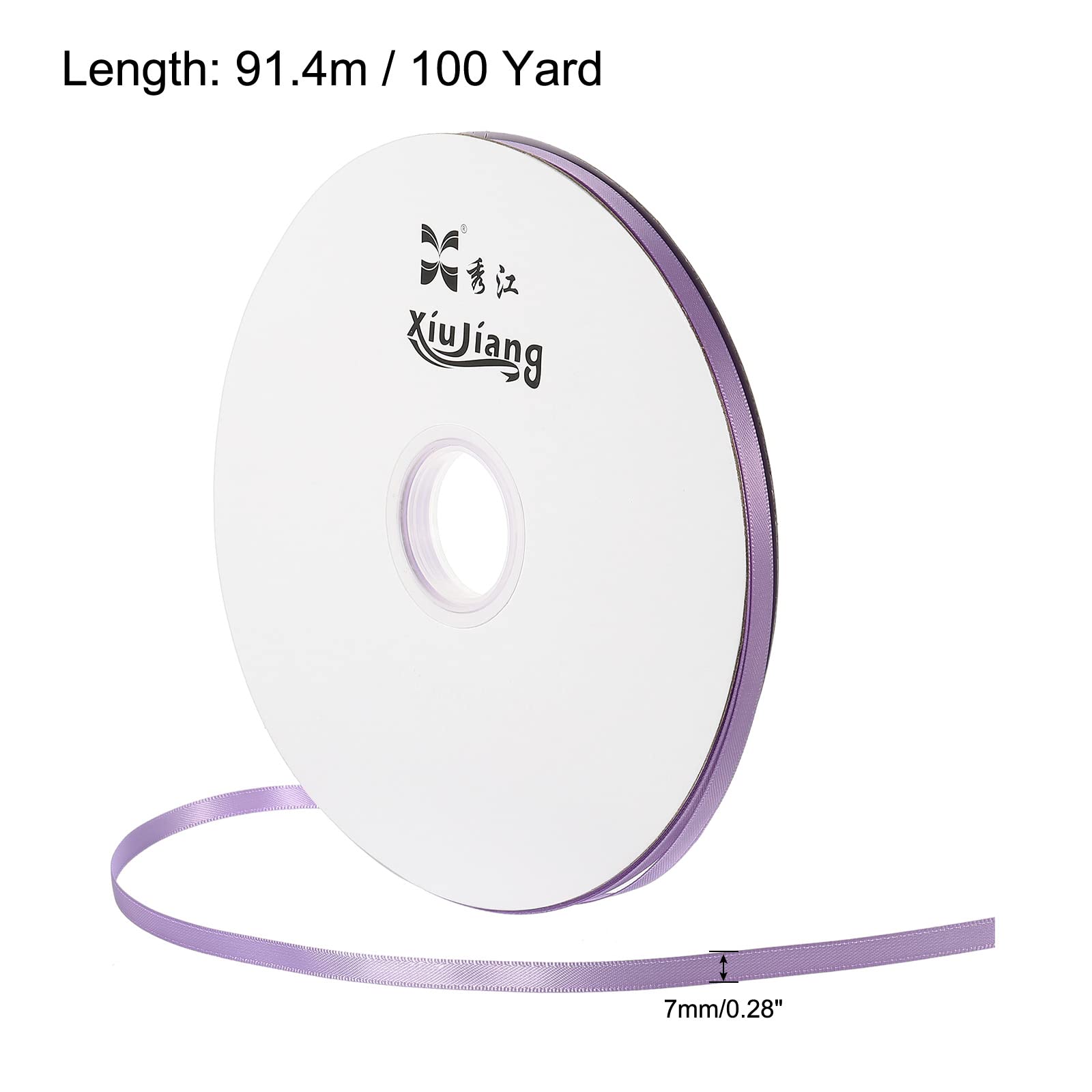 sourcing map Ruban Satin Violet 7mm x 91,4m Double Face