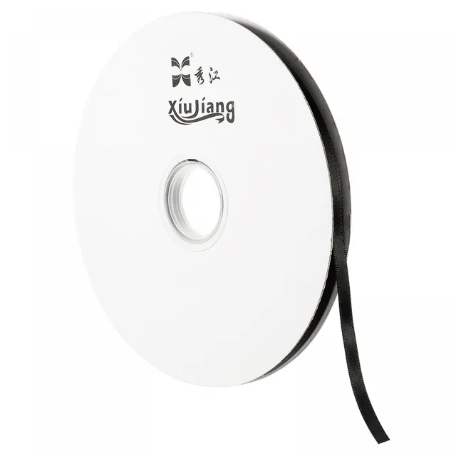 sourcingmap Ruban Satin 7mmx91,4m Rouleau Noir Polyester