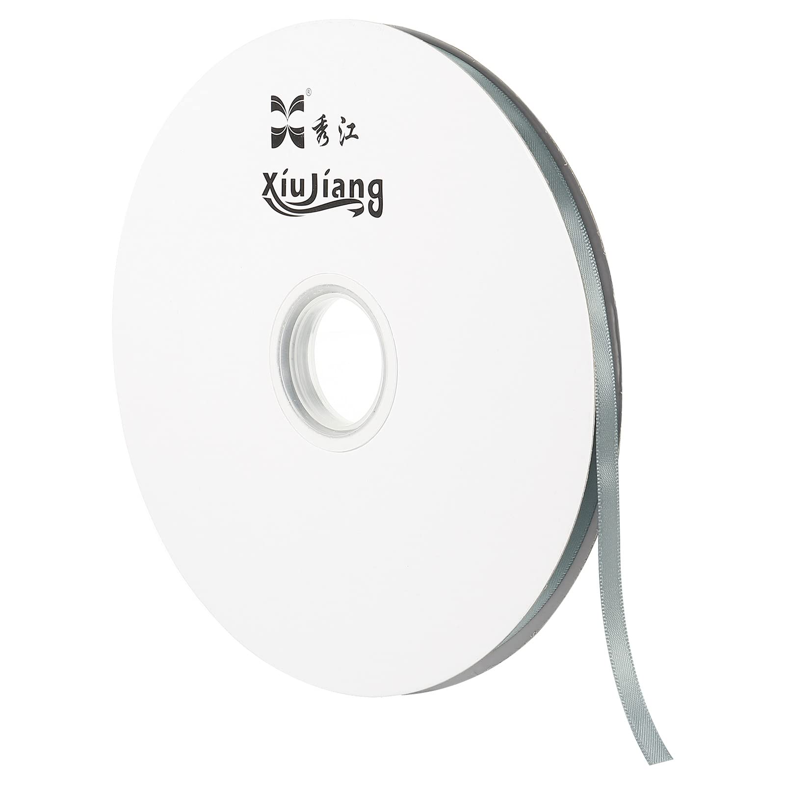 Sourcing Map Ruban Satin Gris Clair 7 mm x 91,4 m Rouleau