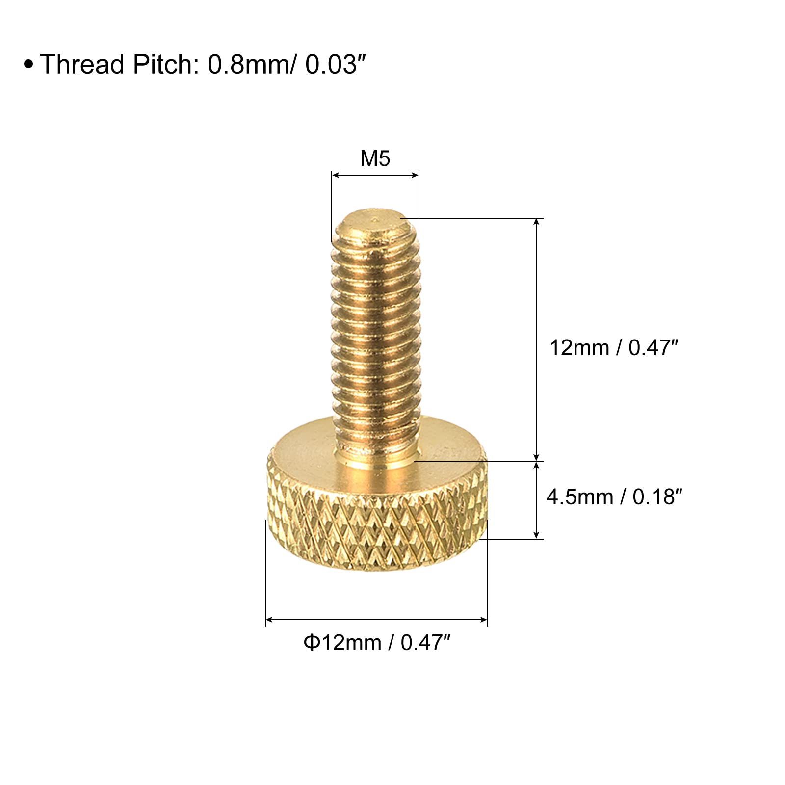 sourcing map vis moletée laiton M5 12 mm 5 pcs fixation