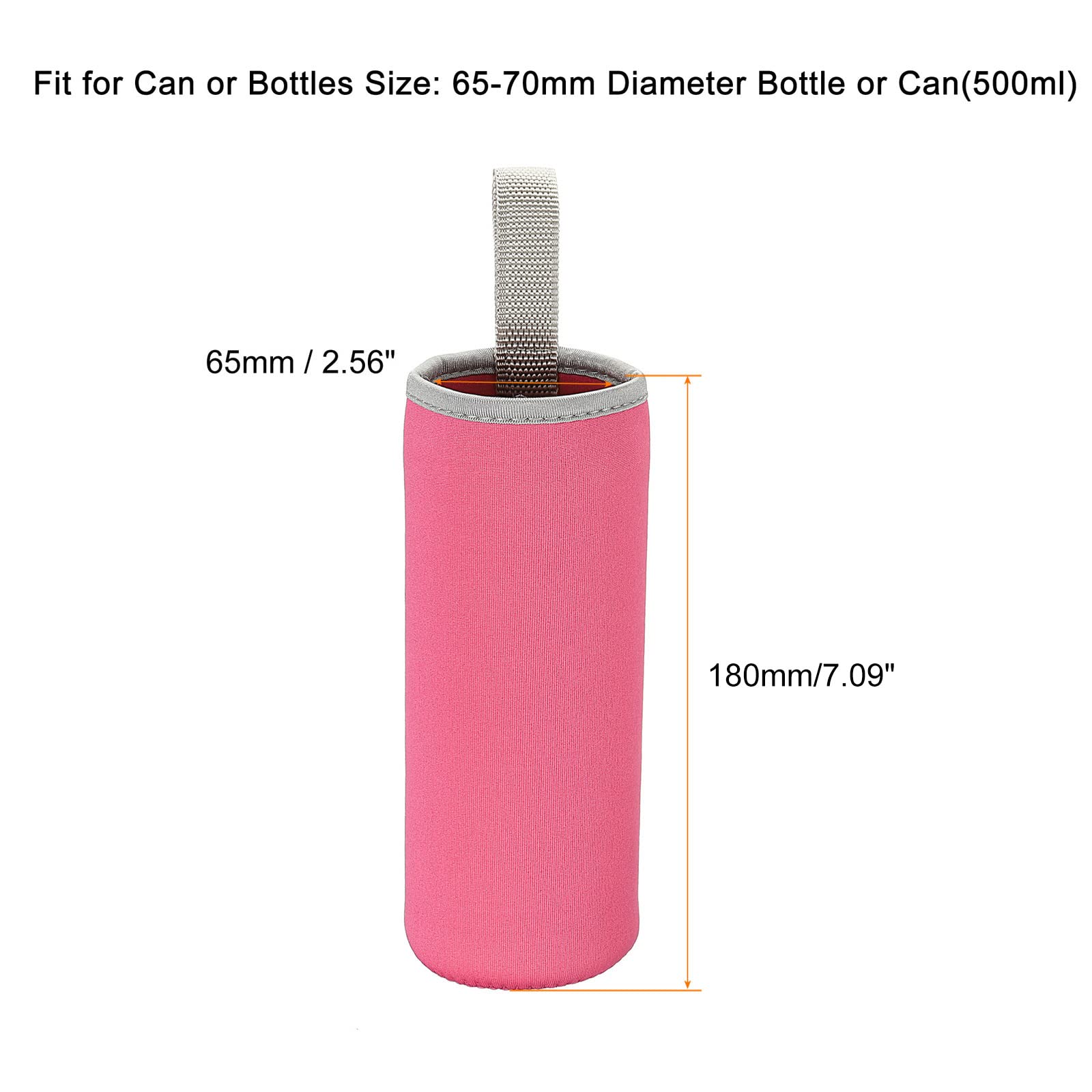 sourcing map Manchon bouteille 500 ml néoprène rose rouge lot de 2