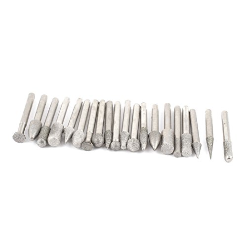 sourcing map Pointe Diamant Tige 6 mm Lot 20 Coffret
