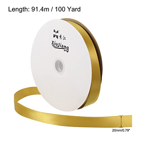 sourcing map ruban satin doré 20mm 91,4m double face