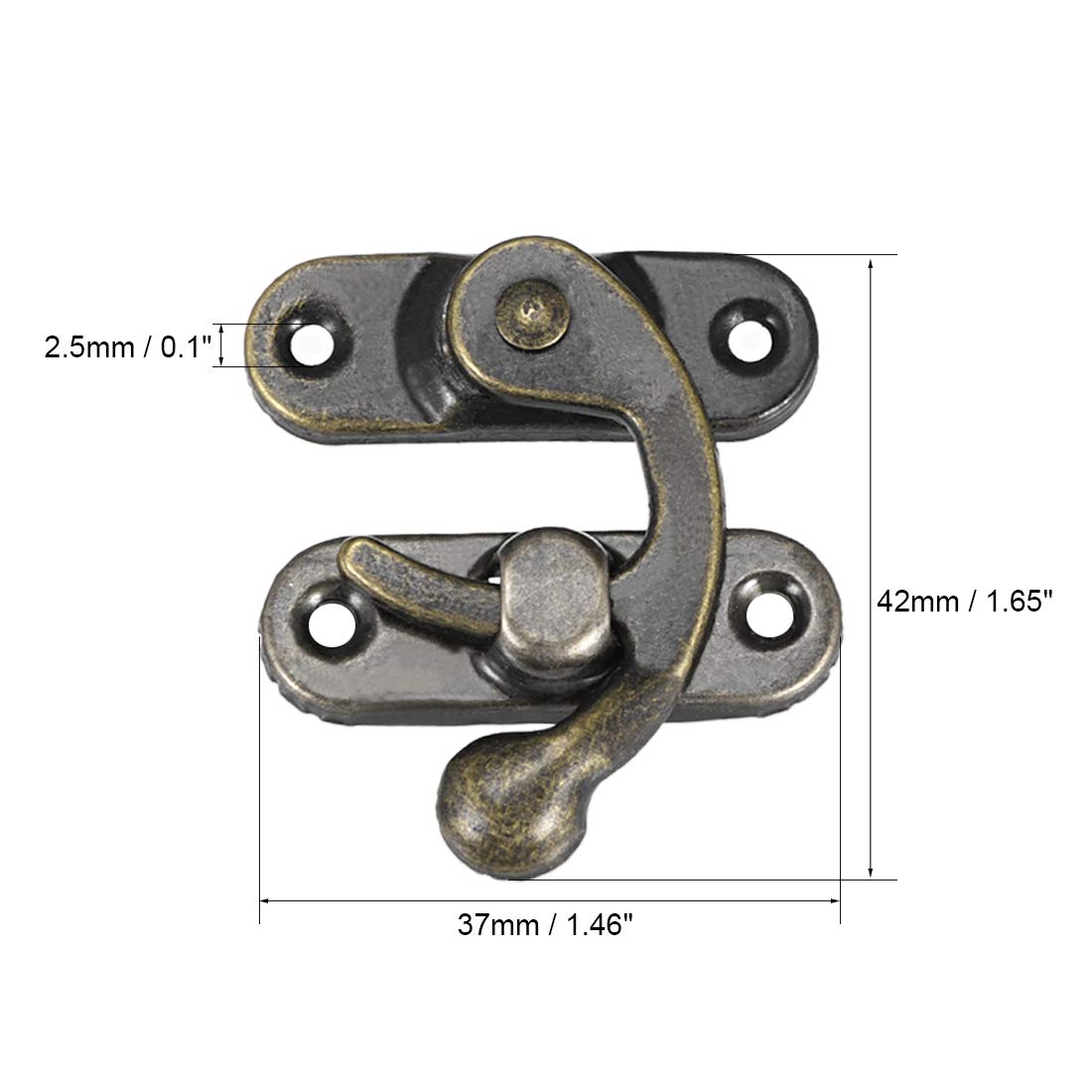 sourcing map Loquet boîte vintage bronze 42 mm lot 5