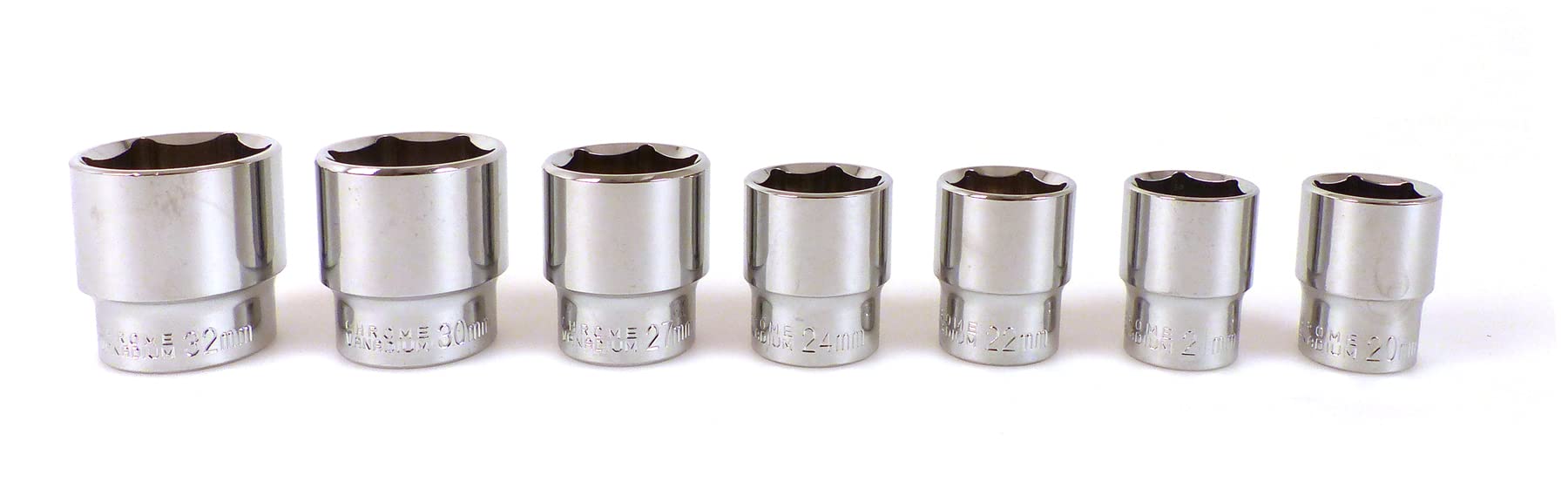 PRECISION STEEL Outillage 7 douilles hexagonales 20-32mm 1/2"