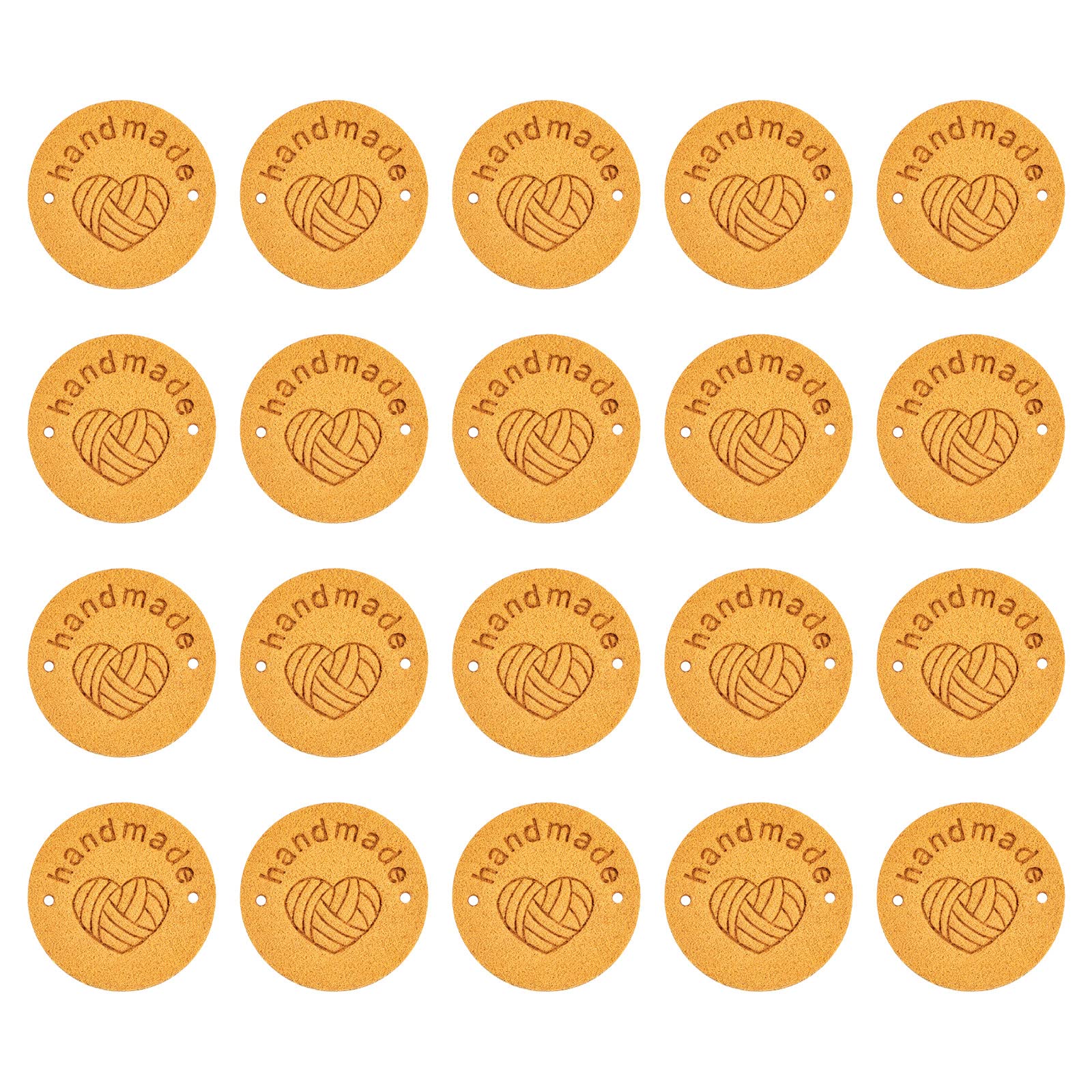 Sourcing Map étiquette cuir 25mm jaune 30 pcs fait main à coudre