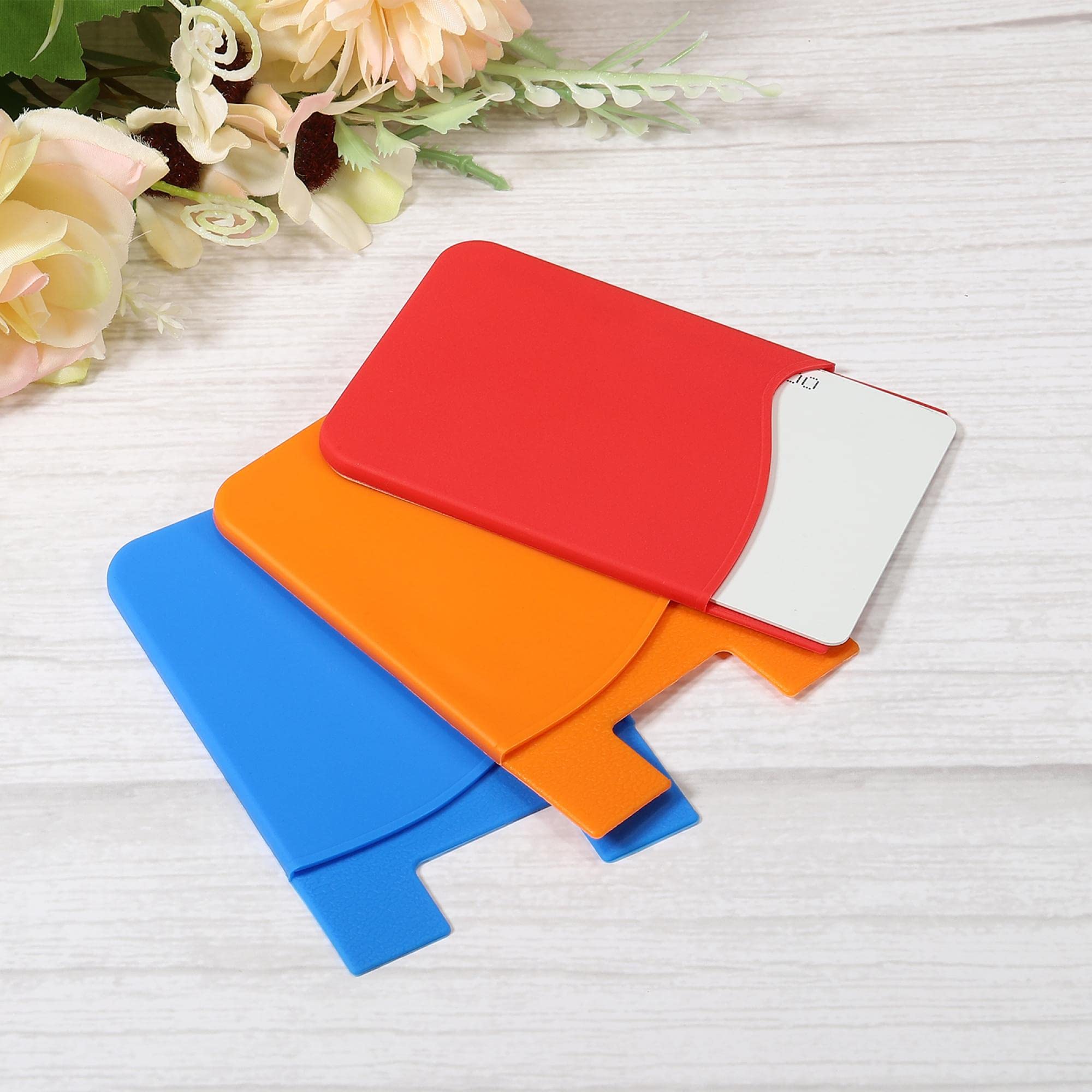 sourcing map Porte-carte téléphone silicone rouge lot 3 adhésif
