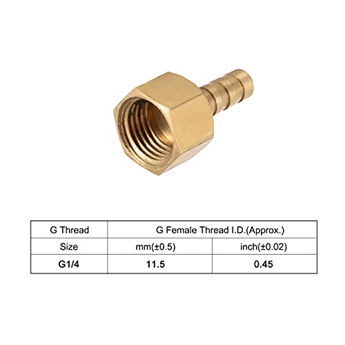 sourcingmap Raccord Cannelé Laiton 6mm 1/4 Femelle Lot 2